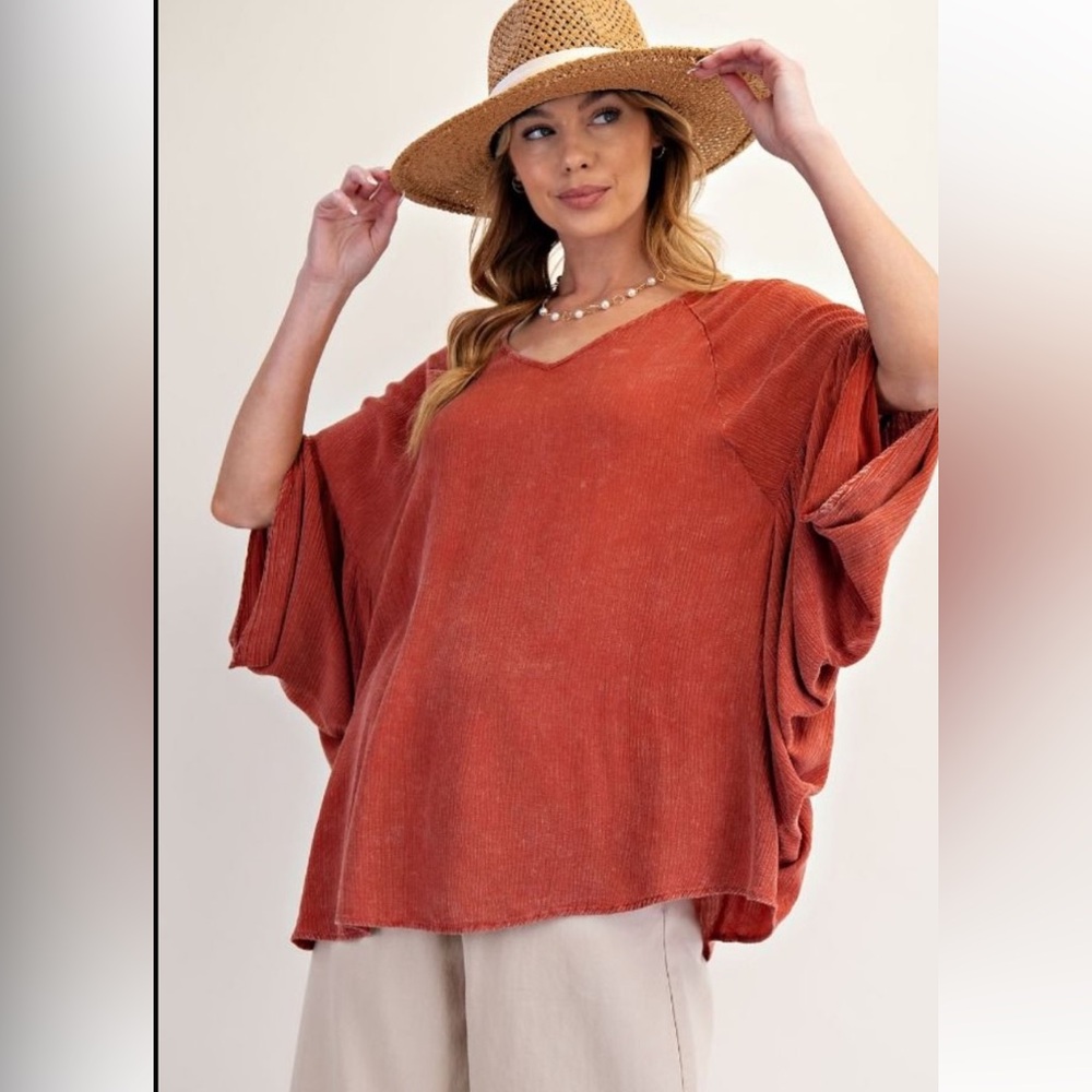 838 ❤️ EASEL MINERAL WASHED GAUZE LOOSE FIT TOP